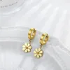 Hoop Earrings Gold Plated Stainless Steel Huggie For Women Trendy Daisy Flower Cartilage Earring Piercing Jewelry