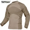 T-shirts voor heren Tacvasen Men Summer Tactical T-shirt Army Combat Airsoft Tops Lange mouw Militaire t-shirt Paintball Hunt Camouflage Kleding 5xl 230303