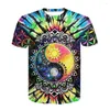 Men's T Shirts Fashion Hip-hop T-shirt Men And Women Meditation 3d Printing Colorful Clothes Trendy Street Short-sleeved Party Camping Tops