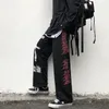 Pantaloni da uomo pantaloni goti uomini giapponesi streetwear pantaloni casual dritti maschio harajuku high street gamba larga graffiti punk hip hop pantaloni 230306