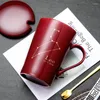 Mugs Personality Constellation Pattern Mug Men And Women Household Milk Ceramic Cup With Lid 450ml Coffee Cups Cafe Couple
