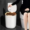 Waste Bins 12L Smart Sensor Garbage Bin Kitchen Bathroom Toilet Trash Can Automatic Induction Waterproof Dustbin with Lid 230306