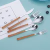 Dinnerware Sets Cutlery Spoon Fork Tableware Stainless Steel Dessert Steak Knife Soup Stirring Spoons Forks Kitchen Accessory