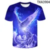 T-shirts hommes T-shirts été cool hommes femmes enfants chemise 3D bleu Phoenix oiseau imprimé amoureux T-shirt garçon fille enfants hauts Harajuku