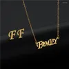 Pendentif Colliers Famille Collier Boucles D'oreilles En Acier Inoxydable Or Tour De Cou Bijoux De Mode Ensembles Pour Les Femmes Comme DIY Familes Cadeau 45cm