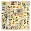 50pcs-Pack Vintage Butterfly Floral Stickers Wholesale Vinyl Sticker Waterproof Laptops Car Scrapbooking Guitar Box Skateboard JDM Bagage Decal