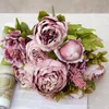 Faux Floral Greenery 1Bunch Europeu Artificial Peony Party Decorativa Seda Flores Falsas Peonias Para Casa El Decor Diy Decoração de Casamento 230303