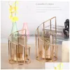 Candles Golden Iron Holder European Geometric Candlestick Romantic Crystal Candle Cup Home Table Decoration T200624 Drop Delivery Gar Otqa9