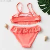 Traje de baño de una pieza para niñas adolescentes de 4 a 14 años, traje de baño de color sólido para niños, traje de baño de dos piezas para niñas, conjunto de Bikini para niños