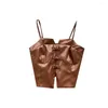 Women's Tanks Women Summer Chinese Cheongsam PU Leather Camisole Outside Wearing Girl Sexy Fashion Short Crop Tops Clothes J139