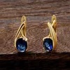 Hoop Earrings Elegant Oval Blue Zirconia Fashion Women Holiday Jewellery Gift