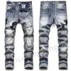 Mens Designer Jeans Distressed Slim Ripped Biker Motorcycle Denim for Men Fashion Jean Mans Pants Embroidery Patchwork