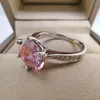 Cluster Rings Luomansi 3 Pink Moissanite Ring Woman VVS 9MM Passed The Diamond Test -S925 Silver Jewelry Party Gift