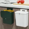 Waste Bins Trash Can Kitchen Storage Bucket Wall Mounted Bathroom Dustbin Recycling Hanging Garbage Waste Bin For Rubbish Basket with Lid 230306