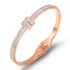 Bangle Winter Style Stainless Steel Jewelry Bracelet Double T Female Trend Open Buckle Spring Bracelets For WomenBangle
