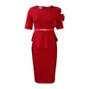 Casual jurken D234 met riem nieuwe herfst 2022 Bloem massieve kleur groot formaat elegante kokerrok jurk T230303