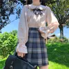 Chemisiers pour femmes chemises à manches longues chemise blanche adolescente printemps automne Style Preppy japonais Kawaii froufrous col Peter Pan Blouse Lolita hauts 230303