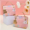 Present Wrap Wedding Candy Box Flower Favors Behandla lådor med handtagens godis som lindar påsen för bröllopsengagemang Party Supplies 10x11.5x6cm 230306