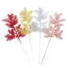 Fleurs décoratives 5 pc Artificielle Pin Aiguille Branche De Noël Décoration De Fête De Mariage Année Arbre Glitter Simulation Plante