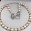 Chains Fashion Big 11-12 Mm Natural White Baroque Edison Pearl Necklace 20 Inches Leopard Clasp No BoxChains