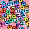 Espaçadores 8mm muitas cores para escolha em paris dragão olhos redondos cabochon plankback pob cameo pendente 50pcs/lote k05056 1654 Q2 Drop dhkbb