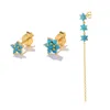 Stud -oorbellen Canner 3 stcs/set turquoise bloem 925 stelende zilveren vergulde kettingoor voor vrouwen piercing oordingen sieraden cadeau