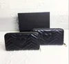 Portefeuille femme noir Zig Zag portefeuilles porte-cartes de crédit en cuir longue fermeture éclair marmont porte-monnaie mode amour pochette portefeuilles 2023