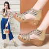 Sandals 2022 New Fashion Wedge Sandals Women Summer Shoes Elegant Ladies Rome Hollow Out Sandals Female Sandalias Black Wedge Heels Z0306