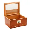 Fit 25-50 Cigars Storage Cabinet Wooden Cigar Humidor Box Portable Glass Window Cedar Wood Case for Cigar W/ Hygrometer Humidifier Factory Outlet