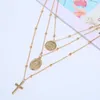 Pendant Necklaces Fashion Statement Layered Necklace For Wome Gold Color Long Atmosphere Cross Chain 2023