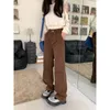 Women's Jeans Brown Women's Jeans High Waist Vintage Straight Baggy Denim Pants Streetwear Heart Pattern Design Fashion Wide Leg Denim Trouser 230303