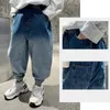 Jeans Ragazzi Jeans casual Primavera Autunno Dip Dye Pantaloni in denim Moda Bambini Pantaloni larghi Vestiti per ragazzi grandi 6 8 10 12 14 Anni 230306