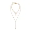 Chains 2023 Women's Necklace Long Butterfly Tassel Sexy Geometric Y-shaped Rhinestone Imitation Pearl Versatile Girl