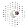 Relojes de pared creativos acrílico espejo reloj pegatinas moda decoración del hogar relojes de cuarzo Diy Luna estrellas