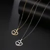 Collana in acciaio inossidabile per donna Uomo Hollow Double Heart Choker Ciondolo Charms Collane Gioielli di fidanzamento