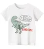 Tshirts Dinosaur för pojkar och flickor fashionabla bomullstoppar coola kläder barn i åldern 110 stil sommar kort ärm 230303