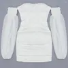 Lässige Kleider 2023 Babatique Sommerankunft von Schulter Chiffon Boned Kleid Bodycon Weiße sexy Frauen Party Vestidos Club