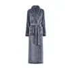 Women's Sleepwear Flannel V-Neck Winter Robe Women&Men Bathorobe With Belt Full Sleeve Warm Negligee Thicken Ultra Colar Fleece Home