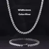 Bijoux de luxe 4mm En Acier Inoxydable Moissanite Tennis Chaîne Accepter Bracelet Personnalisé Collier pour Hommes Femmes