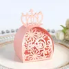 Present Wrap 20/100pcs Baby Shower Laser Cut Crown Dragee Candy Paper Packaging Present Box Chocolate Wedding Party Candy Box Wrapping Presentväskor 230306