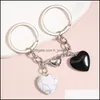 Porte-clés Longes Design Porte-clés Cristal Naturel Quartz Pierre Amour Coeur Bouton Magnétique Porte-clés Porte-clés Pour Couple Ami Gi Dhtrz