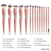 Articles de beauté Pinceau de maquillage en or rose Logo personnalisé Échantillons gratuits Fabricants Ensemble de pinceaux de maquillage pour le visage SMP20021-12 et 10pcs et OPP