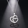 Collana in acciaio inossidabile per donna Uomo Hollow Double Heart Choker Ciondolo Charms Collane Gioielli di fidanzamento