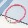 Bracelet à breloques en cuir véritable rose pour Pandora 925 fermoir en argent Sterling chaîne à la main bijoux de créateur pour femme petite amie cadeau Bracelets de couple avec boîte d'origine