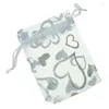 Kerstdecoraties 100 pc's hart witte organza bruiloft cadeauzakken sieraden pouches 7x9cm