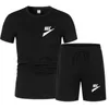 Heren Summer Tracksuits Shorts Short Sleeve 2pcs Sportset Streetwear Brand Logo Print T -shirtsets