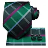 Bow Ties Green Purple Plaid Silk Wedding Tie för män Handky manschettkroppsläck modedesign Business Party Drop Hi-Tiebow Bowbow