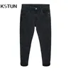 Herr jeans kstun män byxor denim mode deser smal fit svart blå grå för man streetwear casual kläder man 230306
