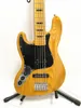 Classic Vintage Yellow Left Hand 5-string Electric Bass Maple Neck Chrome Hardware