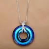 Hangende kettingen overdreven blauwe cirkel ketting trui ketting Oostenrijkse kristallen lange sieraden verjaardagscadeau